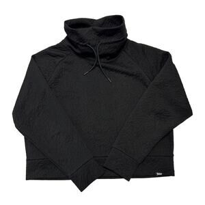 Juicy Couture Sport Funnel Neck Pullover Womens Size L Black Textured Relaxed